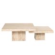 La Cantera Travertine Beige 2 Tier Square Coffee Tables