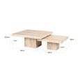 La Cantera Travertine Beige 2 Tier Square Coffee Tables