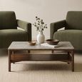 Willow Coffee Table - Tobacco Walnut and Beige - Wood and Marble Effect