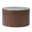 Willow Coffee Table - Round - Tobacco Walnut and Beige - Wood and Marble Effect