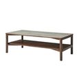 Willow Coffee Table - Tobacco Walnut and Beige - Wood and Marble Effect