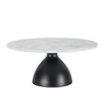 Hazel Coffee Table - Round - Column Base - White and Black - Marble Effect and Metal