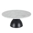 Hazel Coffee Table - Round - Column Base - White and Black - Marble Effect and Metal