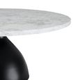 Hazel Coffee Table - Round - Column Base - White and Black - Marble Effect and Metal
