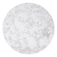 Hazel Coffee Table - Round - Column Base - White and Black - Marble Effect and Metal