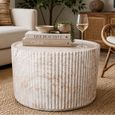 Coffee Table - Round - Fluted Base - Natural Stone Finish