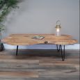Coffee Table - with Hairpin Leg - Abstract - Acacia Wood and Metal