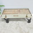 Coffee Table - 1 Door - on Wheels - Glass and Recycled Wood