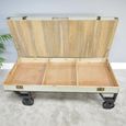 Coffee Table - 1 Door - on Wheels - Glass and Recycled Wood
