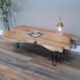 Coffee Table - with Hairpin Leg - Abstract - Acacia Wood and Metal