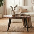 Bassano Coffee Table - Round - Natural and Black - Recycled Wood and Metal
