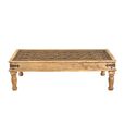 Hand Carved Coffee Table - Rustic - Brown - Glass and Wooden