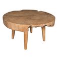 Coffee Table - Live Edge - Round - Natural - Teak Wood