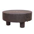 Lychee Coffee Table - Low - Round - Brown - Distressed Wood