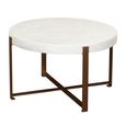 Zoe Coffee Table - Round - White and Brown - Marble and Metal