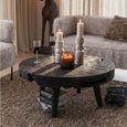 Coffee Table - Round - Black - Distressed Wood