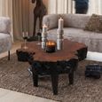 Lychee Coffee Table - Abstract - Brown - Distressed Wood