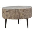 Coffee Table - Small - Rustic Natural - Elm Wood and Metal