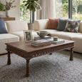 Carved Coffee Table - Brown - Wooden