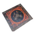 Hand Painted Coffee Table - 2 Drawer - Distressed Red and Black - Solid Wood