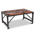 Industrial Coffee Table - Multi Colored - Teak Wood and Metal