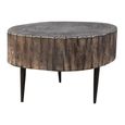 Tree Stump Coffee Table - Round - Tapered Leg - Rustic Brown - Wood