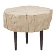 Tree Stump Coffee Table - Live Edge - Tapered Leg - Rustic Natural - Elm Wood