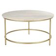 Clearance - Buxton Coffee Table - Round - Pale Washed and Gold - Acacia Wood and Gold - FSS17403