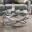 Vienna Coffee Table - Round - Swirl Base - Silver - Glass and Metal