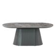 Barletta Coffee Table - Oval - Fluted Base - Dark Grey - Sintered Stone and Wood