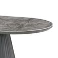 Barletta Coffee Table - Oval - Fluted Base - Dark Grey - Sintered Stone and Wood