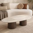 Brix Duno Bottecino Coffee Table - Oval - Low - Chestnut - Ceramic and Mango Wood