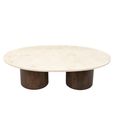 Brix Duno Bottecino Coffee Table - Oval - Low - Chestnut - Ceramic and Mango Wood