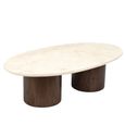 Brix Duno Bottecino Coffee Table - Oval - Low - Chestnut - Ceramic and Mango Wood