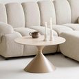 Annecy Coffee Table - Round - Hourglass Base - Beige - Ceramic and Metal