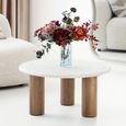 Fondi Coffee Table - Round - Cylinder Legs - Cream and Brown