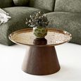 Orvieto Coffee Table - Round - Dark Brown - Rippled Glass and Wood