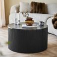 Rota Coffee Table - Round - Fluted Base - Dark Brown - Marble Look