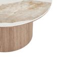 Athens Coffee Table - Round - Fluted Base - White and Brown - Ceramic and Wooden