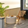Bonn Coffee Table - Round - Off White Terrazzo Effect - Drum Base - Fiberglass