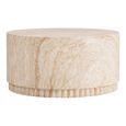 Bonn Outdoor Coffee Table - Round - Fluted Base - Cream - Fiberglass