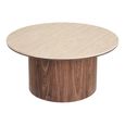 Delphi Coffee Table - Round - Cylindrical Base - Cream and Dark Brown - Ceramic and Wooden