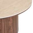 Delphi Coffee Table - Round - Cylindrical Base - Cream and Dark Brown - Ceramic and Wooden