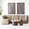 Delphi Coffee Table - Set of 2 - Round - Cylindrical Base - Cream and Dark Brown - Ceramic and Wooden
