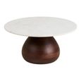 Heide Coffee Table - Round - White and Dark Brown - Marble and Mango Wood