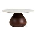 Heide Coffee Table - Round - White and Dark Brown - Marble and Mango Wood