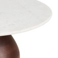 Heide Coffee Table - Round - White and Dark Brown - Marble and Mango Wood
