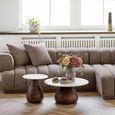 Heide Coffee Table - Round - White and Dark Brown - Marble and Mango Wood