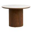 Noli Coffee Table - Round - Cylindrical Base - White and Dark Brown - Ceramic and Wooden