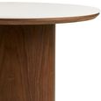Noli Coffee Table - Round - Cylindrical Base - White and Dark Brown - Ceramic and Wooden